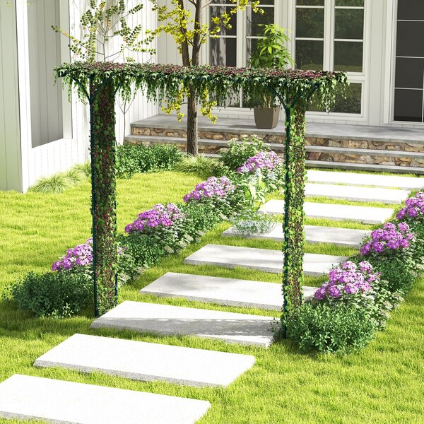 Costway Arco da giardino 205cm decorativo per prato, Metallo per piante rampicanti da giardino pesante Verde
