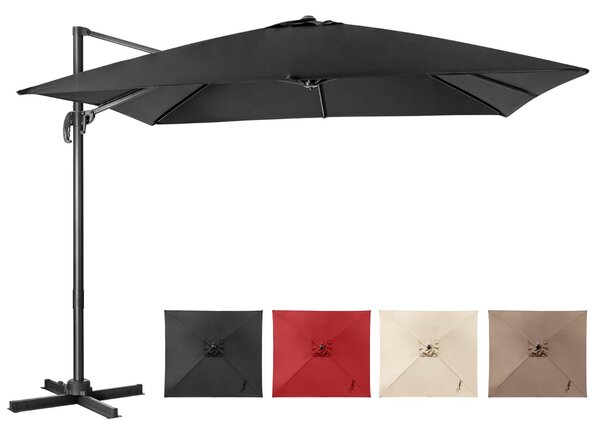Costway Ombrellone 300 cm per cortile con 3 inclinazioni e rotazione a 360°, Ombrellone da esterno con 8 stecche Nero