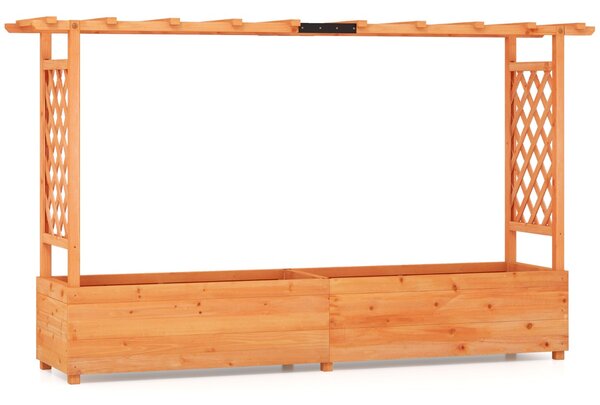 Costway Fioriera rialzata con grigliato pergolato fori di drenaggio, Aiuola verticale per piante rampicanti Arancione 200x44x114cm