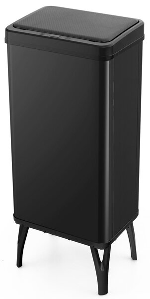 Costway Bidone per la spazzatura in acciaio inossidabile da 50L, Bidone per la raccolta automatico con sensore di movimento Nero