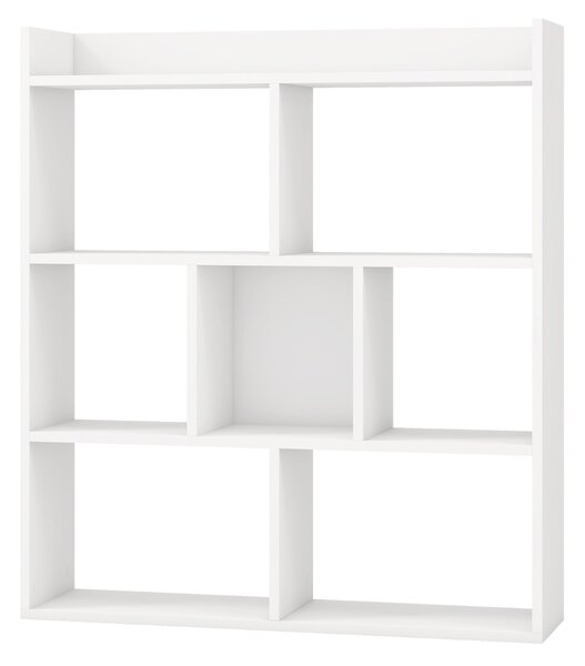 Costway Libreria a cubi aperti con 7 scomparti, Mensola espositiva per l'archiviazione in legno per studio soggiorno Bianco