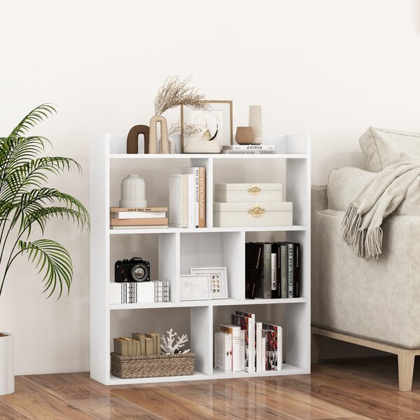 Costway Libreria a cubi aperti con 7 scomparti, Mensola espositiva per l'archiviazione in legno per studio soggiorno Bianco