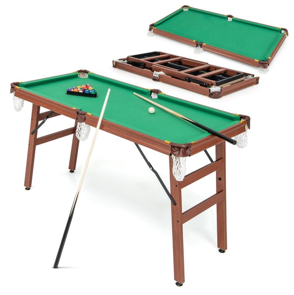 Costway Set tavolo da biliardo pieghevole, Tavolo da gioco biliardo portatile con livellatori regolabili per i piedi