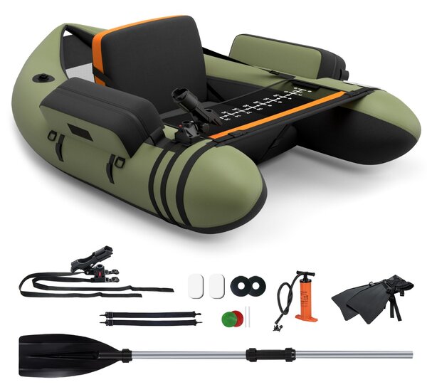 Costway Galleggiante da pesca gonfiabile con pompa di pedale, Barca da pesca portatile con capacità di carico 150kg Verde