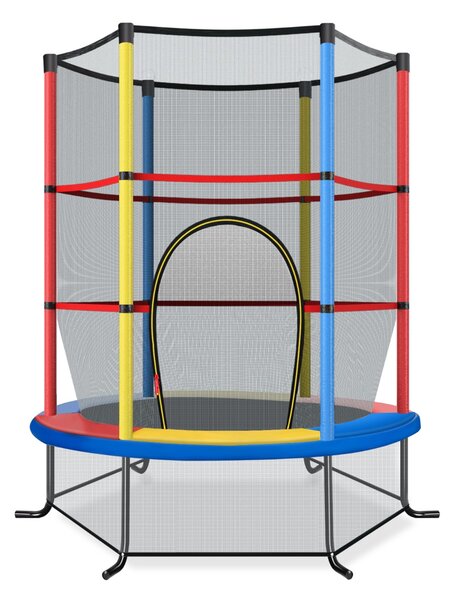 Costway Tappeto elastico per bambini con rete di sicurezza, Tappeto elastico con struttura in acciaio resistente Colorato