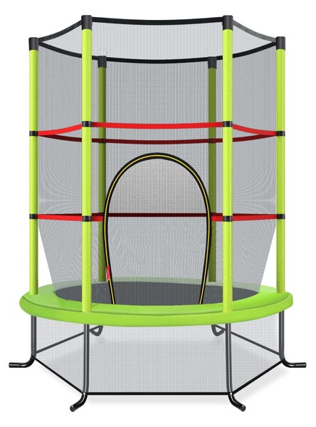 Costway Tappeto elastico per bambini con rete di sicurezza, Tappeto elastico con struttura in acciaio resistente Verde