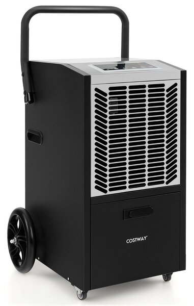 Costway Deumidificatore commerciale da 66L/giorno, Deumidificatore con pompa e tubo di drenaggio timer 24h e 4 ruote Bianco
