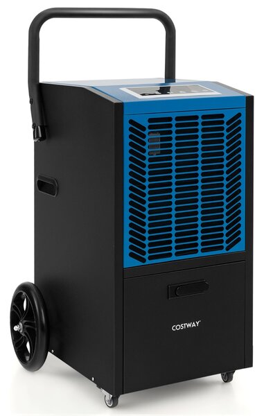 Costway Deumidificatore commerciale da 66L/giorno, Deumidificatore con pompa e tubo di drenaggio timer 24h e 4 ruote Blu