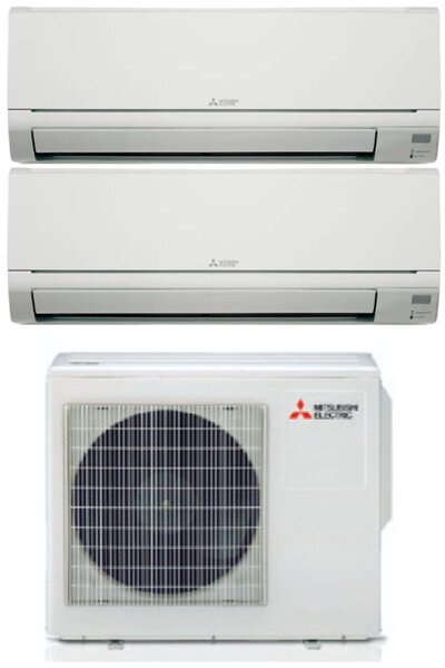 MITSUBISHI Climatizzatore Dual Split Inverter 9000+12000 Btu Condizionatore con Pompa di Calore Classe A++/A+ Gas R32 (Unit Interna + Unit Estern