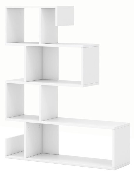 Costway Scaffale a 5 livelli con cubi aperti, Libreria geometrica a mensole con kit antiribaltamento per soggiorno Bianco