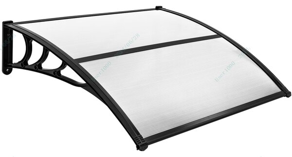 Costway Tettoia per porta finestra a scorrimento da 102x99cm, Tettoia da esterno per protezione da sole pioggia neve Grigio