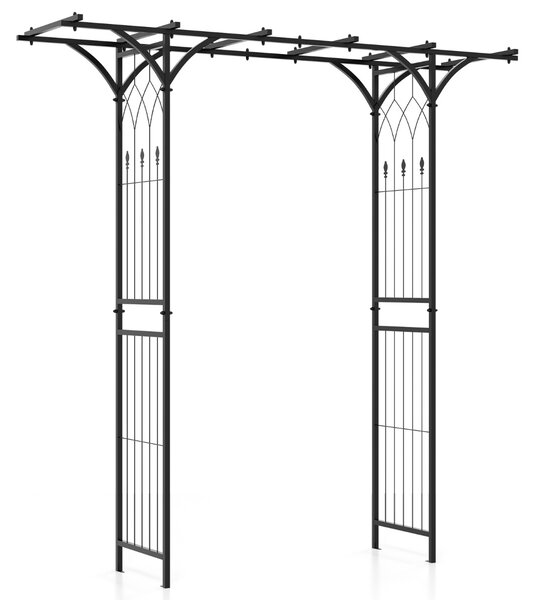 Costway Gazebo da giardino in metallo decorativo con tralicci per piante rampicanti, Arco da giardino 200x52x206cm