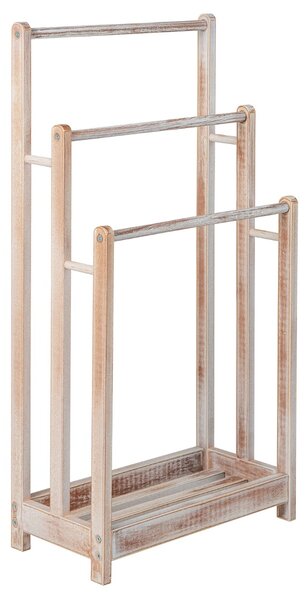 Costway Portasciugamani in legno autoportante con mensola inferiore, Porta asciugamani a 3 livelli leggero Beige