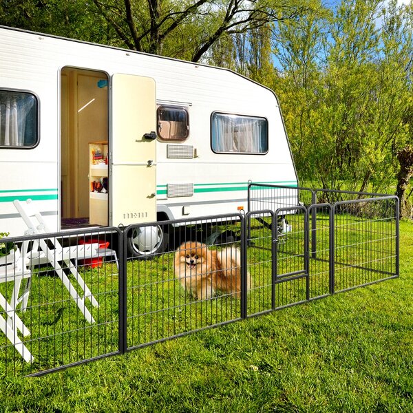 Costway Recinto per cani interno o esterno con 8 pannelli altezza 60cm, Recinzione portatile pieghevole in metallo Nero