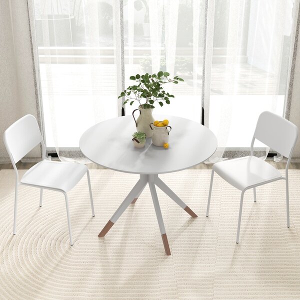 Costway Set di 4 sedie da pranzo moderne, Sedie da cucina accumulabili con schienale inclinato e gambe metalliche Bianco