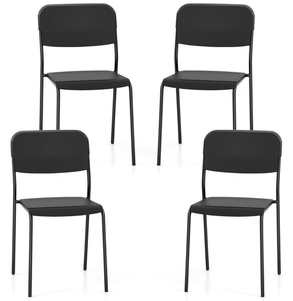Costway Set di 4 sedie da pranzo moderne, Sedie da cucina accumulabili con schienale inclinato e gambe metalliche Nero