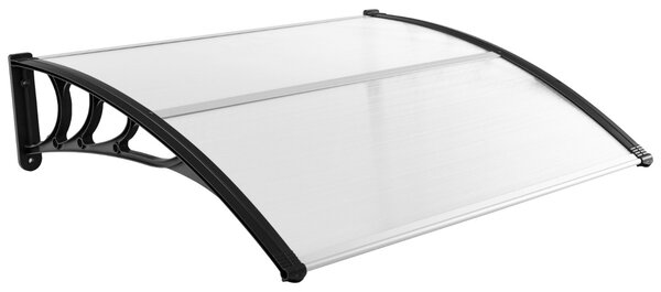 Costway Tettoia per porta finestra da 122 x 99 cm in policarbonato a pannelli cavi, Tettoia da esterno per protezione da sole Nero