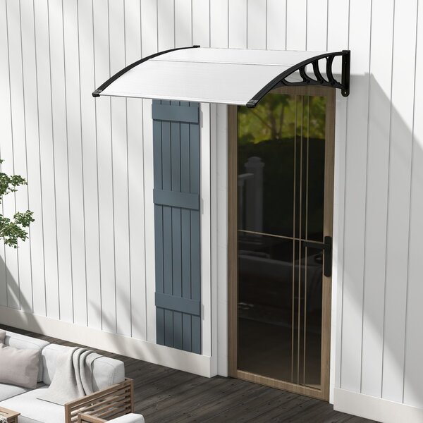 Costway Tettoia per porta finestra da 122 x 99 cm in policarbonato a pannelli cavi, Tettoia da esterno per protezione da sole Nero