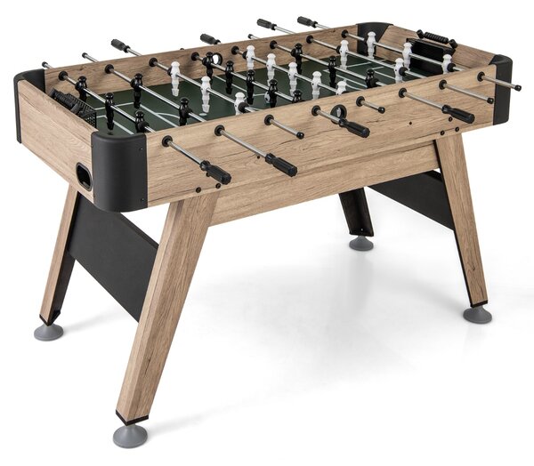 Costway 137cm Tavolo calcio balilla con 2 palle e 26 giocatori 2 segnatori a pergamena, Gioco calcistico con livelli regolabili Naturale