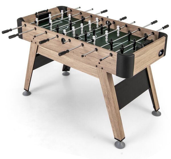 Costway 137cm Tavolo calcio balilla con 2 palle e 26 giocatori 2 segnatori a pergamena, Gioco calcistico con livelli regolabili Naturale