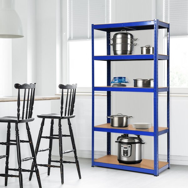 Costway Scaffale con 5 livelli salva spazio, Organizer con struttura in acciaio resistente portata 875kg 40x90x180cm Blu