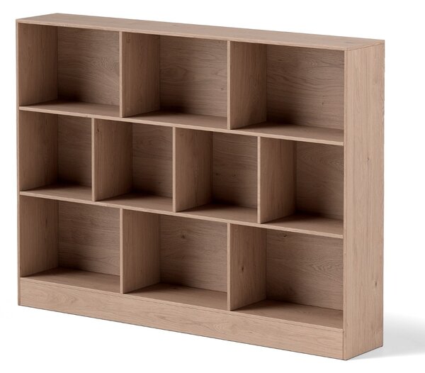 Costway Libreria a 10 cubi con 2 kit anti-ribaltamento, Organizzatore di stoccaggio a 3 ripiani in legno alto 140cm Naturale