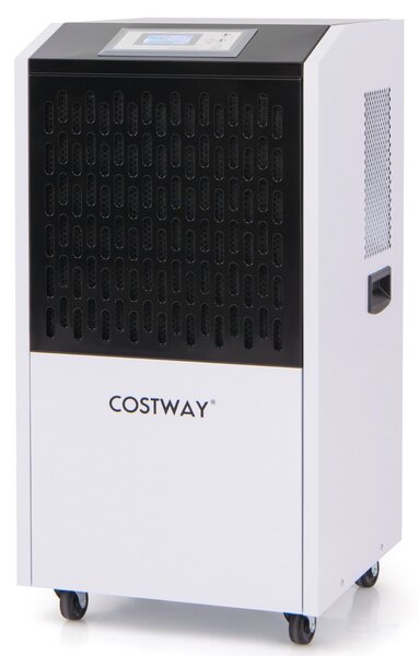Costway Deumidificatore commerciale 118L con tubo di scarico, Deumidificatore per impieghi gravosi per spazi fino a 790㎡ Bianco
