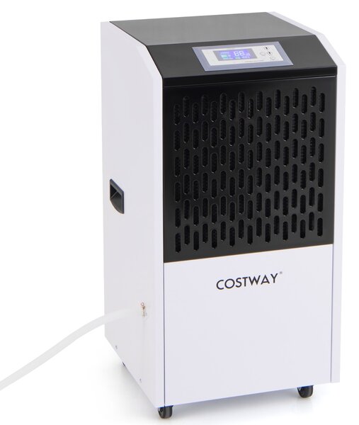 Costway Deumidificatore commerciale 118L con tubo di scarico, Deumidificatore per impieghi gravosi per spazi fino a 790㎡ Bianco