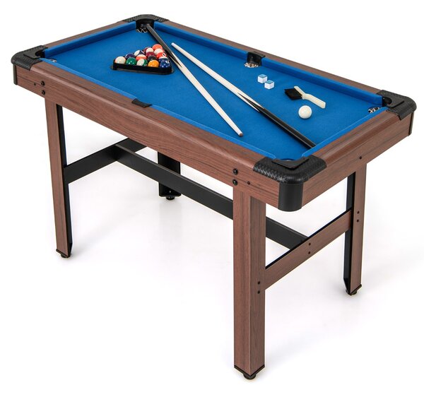 Costway Tavolo da biliardo 122cm con set completo di palline 2 steccette 2 gessi, Tavolo da gioco da biliardo in legno Blu