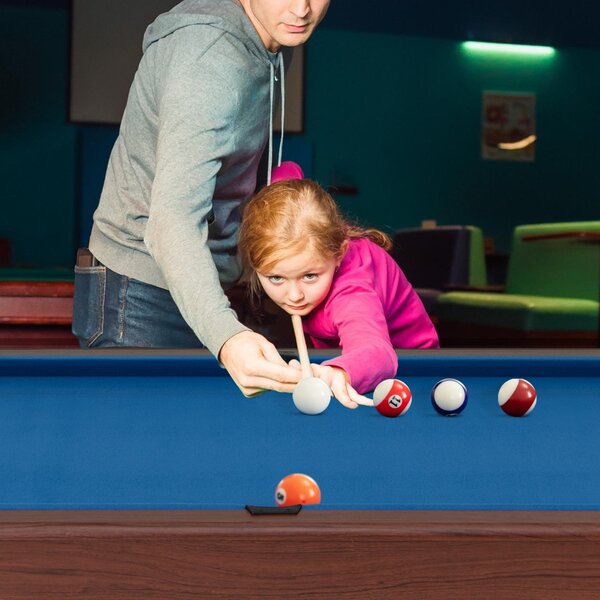 Costway Tavolo da biliardo 122cm con set completo di palline 2 steccette 2 gessi, Tavolo da gioco da biliardo in legno Blu