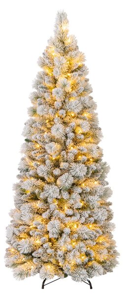 Costway Albero di Natale pop-up 180cm con aghi di pino luci led bianco caldo sezione pieghevole, Albero decorativo artificiale