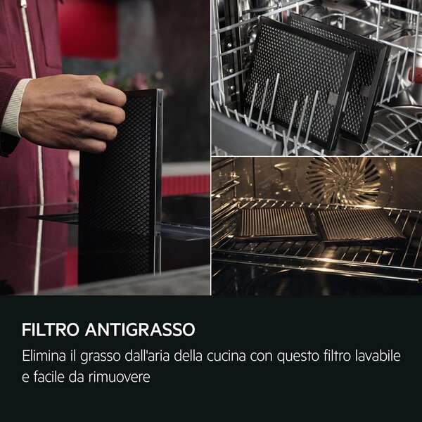 Aeg Piano Cottura a Induzione con Cappa Integrata Aspirante/Filtrante 4 Fuochi Larghezza 80 cm in Vetro colore Nero - TT84CB00CB