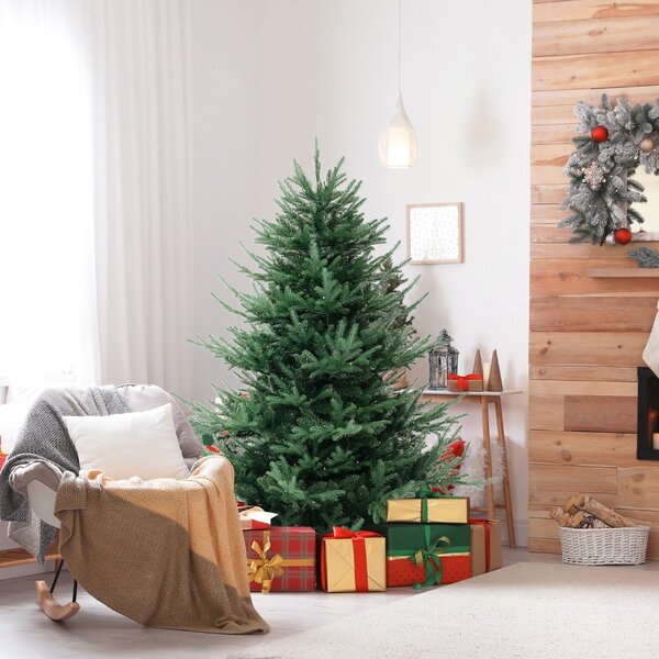 Costway Albero di Natale artificiale 135cm con 442 punte di rami 160 luci led bianche calde, Albero di Natale finto in PE e PVC