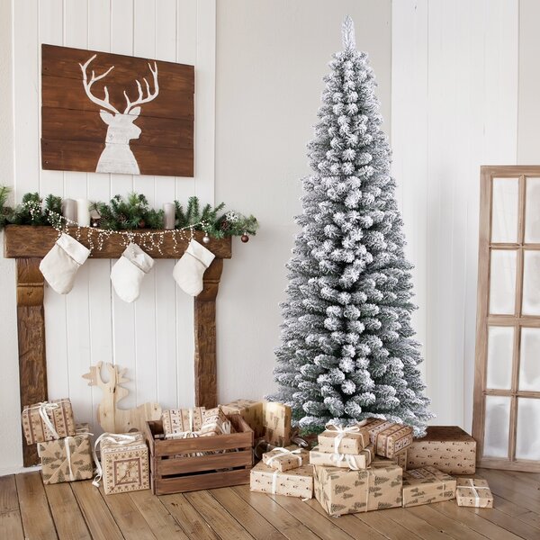Costway Albero di Natale artificiale da 180cm, Albero di Natale imbiancato con 460 rami supporto metallico pieghevole Verde