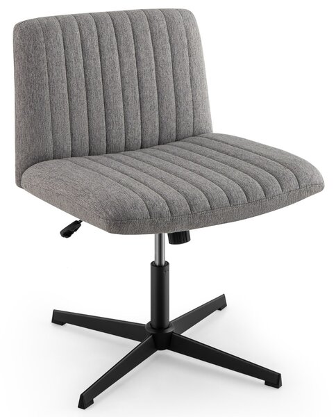 Costway Sedia da scrivania con gambe incrociate altezza regolabile, Poltrona imbottita per ufficio con dondolo a 120° Grigio
