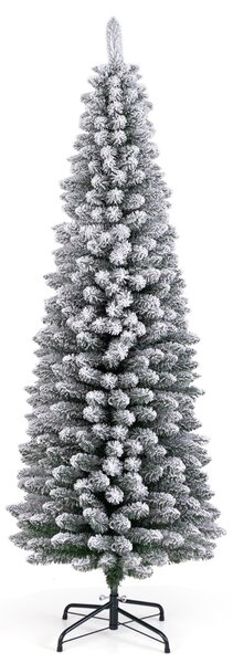 Costway Albero di Natale artificiale da 180cm, Albero di Natale imbiancato con 460 rami supporto metallico pieghevole Verde