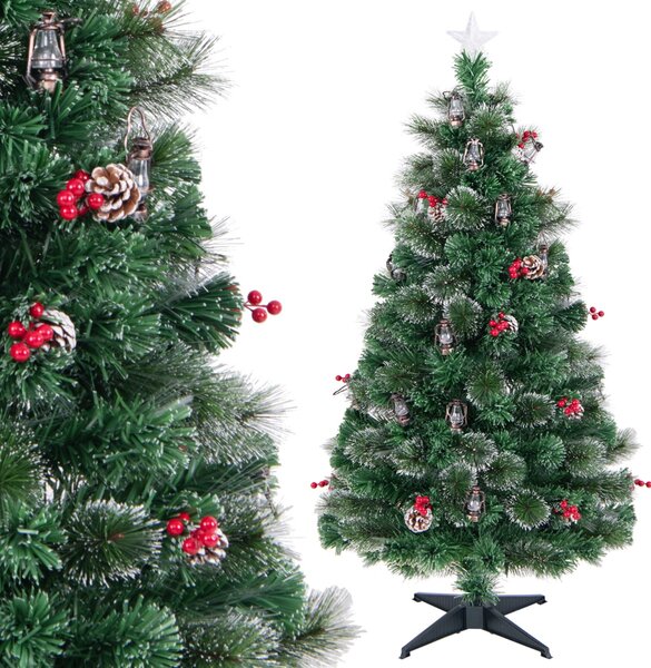 Costway Albero di Natale 150cm con 8 modalità di illuminazione luci led fibre ottiche, Albero natalizio artificiale ago di pino