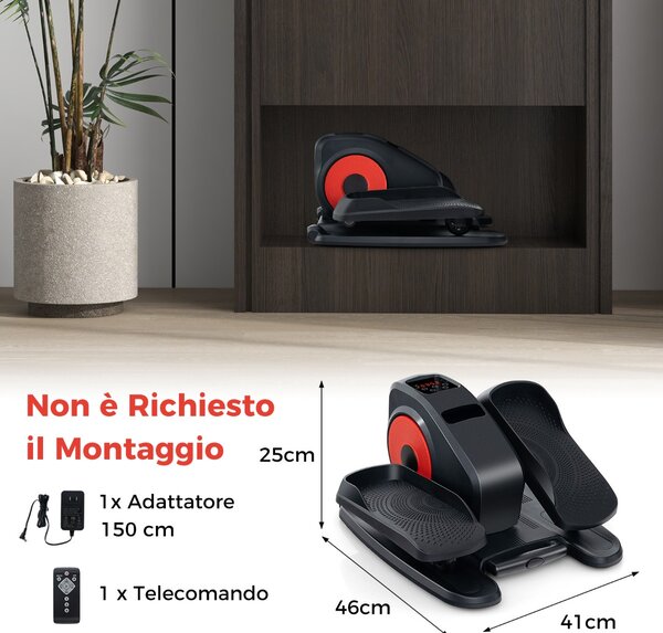 Costway Macchina ellittica da scrivania con monitor display controllo remoto, Pedaliera elettrica silenziosa per anziani Nero e rosso