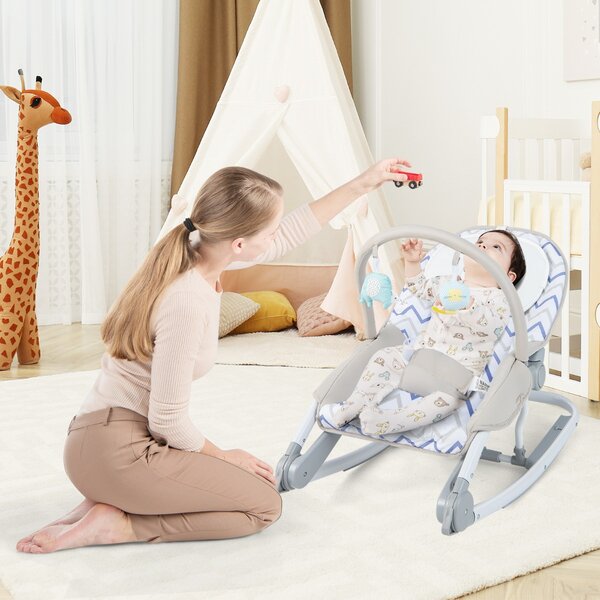 Costway Sdraietta per bambini 2-in-1 con schienale regolabile a 3 livelli e seduta in tessuto removibile, Sdraietta portatile Grigio