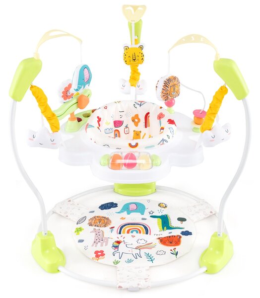 Costway Centro attività per neonati con giocattoli interattivi vassoio musicale, Trottola per bambini regolabile in altezza Giallo