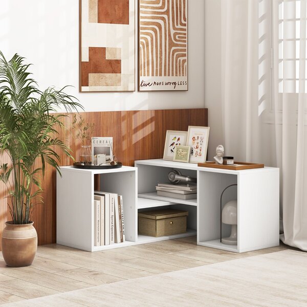 Costway Mobile TV console a 2 pezzi con combinazione libera, Centro di intrattenimento minimalista per TV da 50-60pollici Bianco