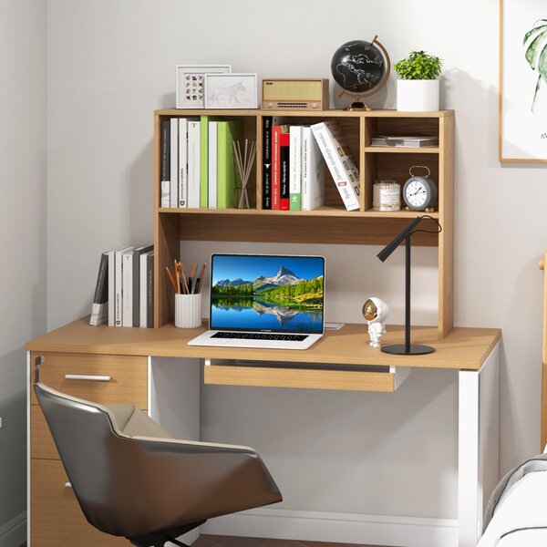 Costway Libreria da scrivania per computer con 4 cubi e scomparto posteriore aperto, Organizzatore di stoccaggio per scrivania Naturale