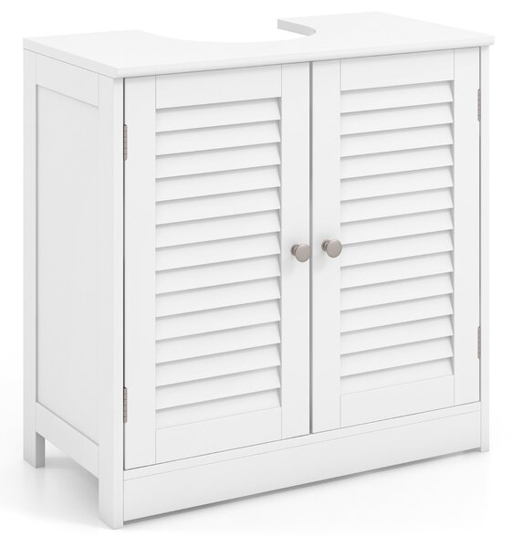 Costway Mobiletto sotto lavabo con 2 porte a persiana, Organizer moderno per lavabo salvaspazio per prodotti da toeletta e asciugamani