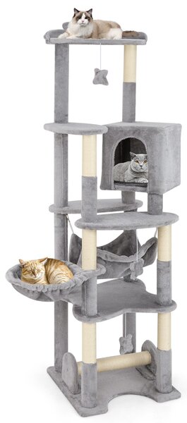 Costway Albero per gatti a più livelli con piattaforme di salto, Torre per gatti alta 176 cm