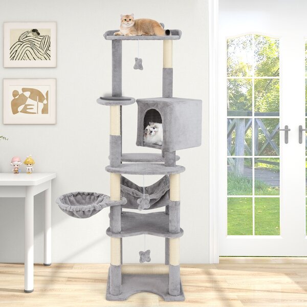 Costway Albero per gatti a più livelli con piattaforme di salto, Torre per gatti alta 176 cm
