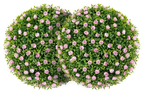 Costway Set di 2 pezzi sfere topiarie in piante artificiali, Sfere decorative da 37 cm con fiori rosa per interno e esterno