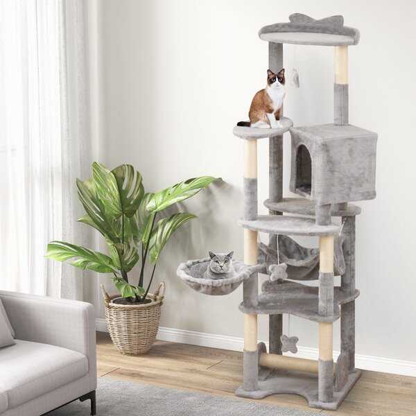 Costway Albero per gatti a più livelli con piattaforme di salto, Torre per gatti alta 176 cm