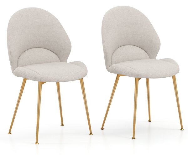 Costway Set di 2 sedie da pranzo con schienale curvo imbottite, Sedie moderne senza braccioli con piedini regolabili Grigio
