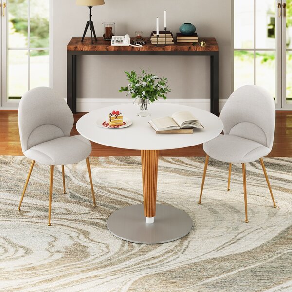Costway Set di 2 sedie da pranzo con schienale curvo imbottite, Sedie moderne senza braccioli con piedini regolabili Grigio