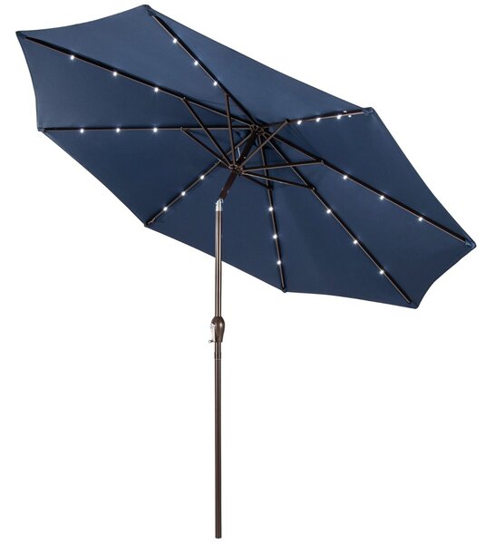 Costway Ombrellone con luci LED da giardino in ferro Ø300cm Parasole da esterno spaggia Blu